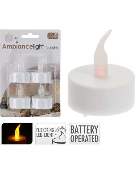 Lot de 4 bougies chauffe-plat LED blanc chaud – ambiance sans flamme