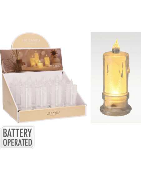 Bougie lumineuse LED 5×11 cm blanc chaud acrylique à pile