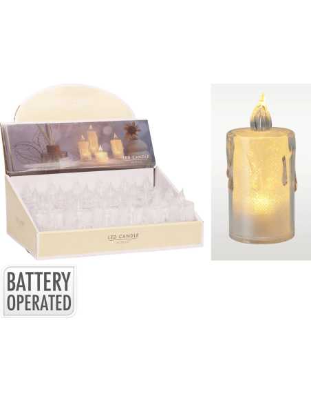 Bougie lumineuse LED 5×8 cm blanc chaud acrylique à pile