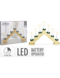 Candelabre 7 bougies LED naturel avec timer 6h – Fonctionne à pile