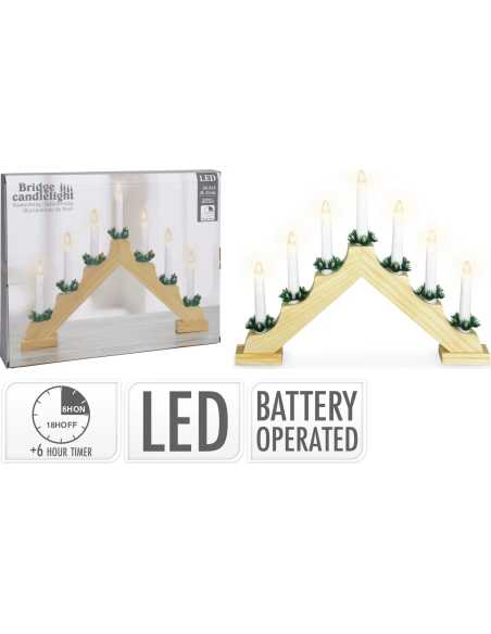 Candelabre 7 bougies LED naturel avec timer 6h – Fonctionne à pile