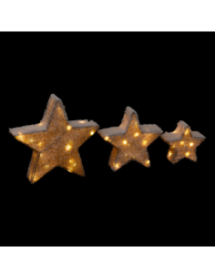 3 étoiles lumineuses LED blanc chaud – Déco Noël féérique