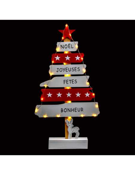 Sapin bois lumineux LED blanc chaud H50 cm – Décoration de Noël Sapin bois lumineux LED blanc chaud H50 cm – Décoration de Noël