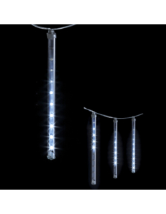 Guirlande stalactite 10 tubes 100 LED blanc froid 3,6 m – Décoration extérieure