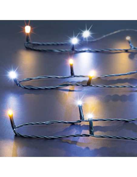 Guirlande solaire 20m 200LED bicolore blanc froid+chaud
