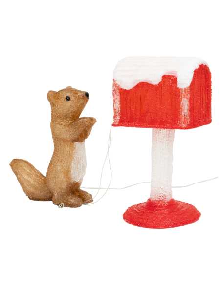 Écureuil lumineux LED blanc froid 35 × 31 cm