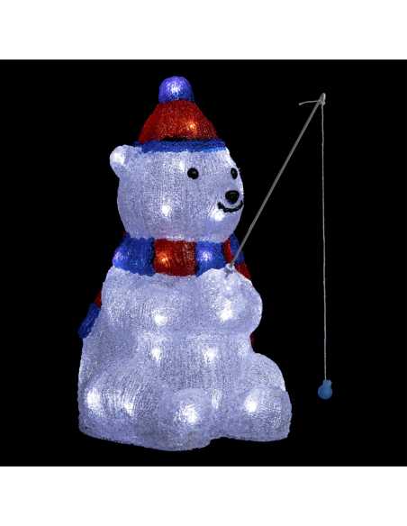 Ours pêcheur lumineux LED blanc froid 22 × 39 cm