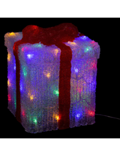 Boîte-cadeau lumineuse LED multicolore 22 × 27 cm
