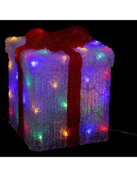 Boîte-cadeau lumineuse LED multicolore 22 × 27 cm