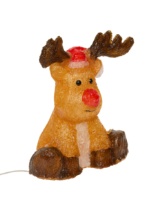 Renne assis lumineux LED blanc froid 24 × 30 cm