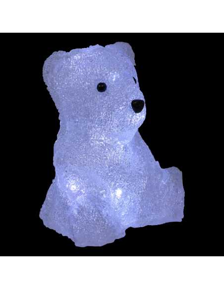Ours assis lumineux LED blanc froid 18 × 20 cm