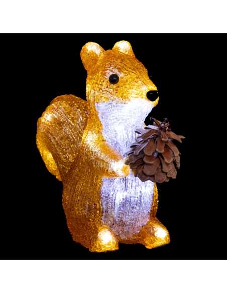 Écureuil lumineux LED blanc froid 20 cm