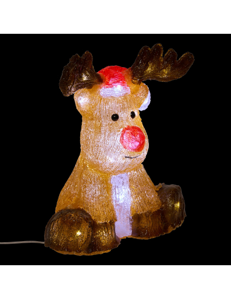 Renne assis lumineux LED blanc froid 24 × 30 cm
