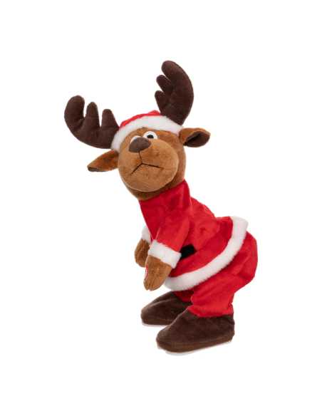 Automate renne père Noël animé musical H32 cm