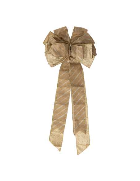 Nœud doré géant pour sapin de Noël 29 x 70 cm