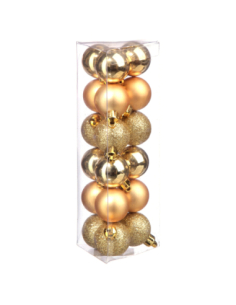 Lot de 18 boules de Noël or 30 mm