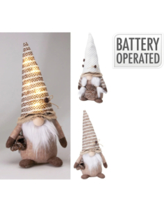 Gnome lumineux marron LED blanc chaud 36 cm - 2 modèles