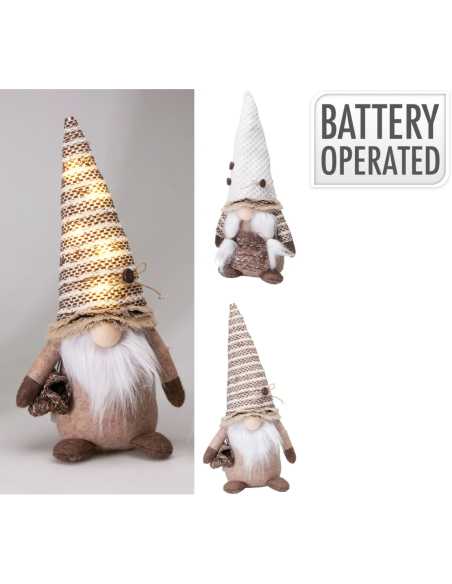 Gnome lumineux marron LED blanc chaud 36 cm - 2 modèles