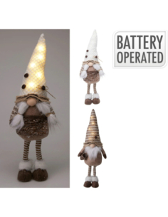 Gnome lumineux marron debout téléscopique 52 cm - 2 modèles