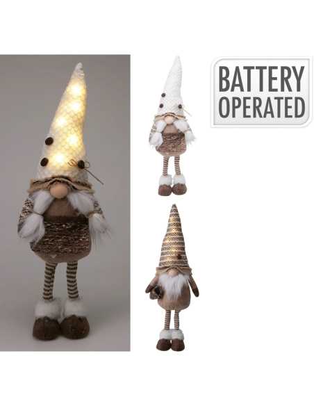 Gnome lumineux marron debout téléscopique 52 cm - 2 modèles