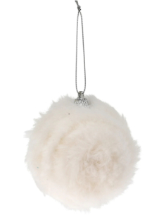 Boule de Noël fourrure blanche 8 cm