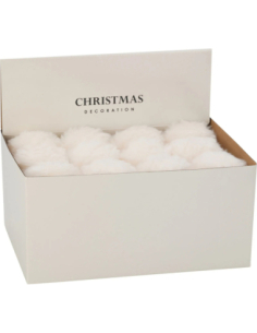 Boule de Noël fourrure blanche 8 cm 2