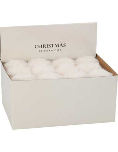 Boule de Noël fourrure blanche 8 cm