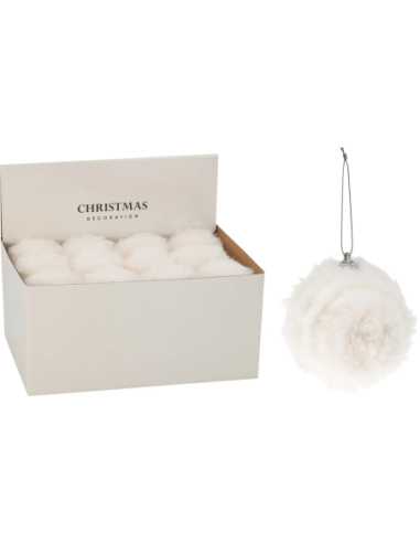Boule de Noël fourrure blanche 8 cm
