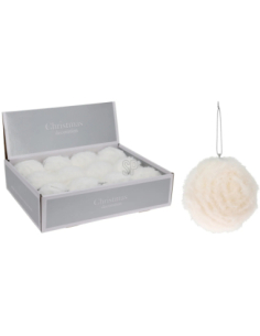 Boule de Noël fourrure blanche 10 cm