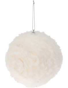 Boule de Noël fourrure blanche 12 cm