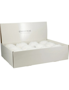 Boule de Noël fourrure blanche 12 cm 2
