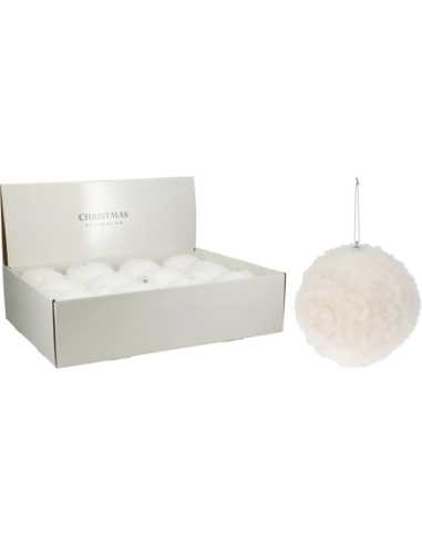 Boule de Noël fourrure blanche 12 cm