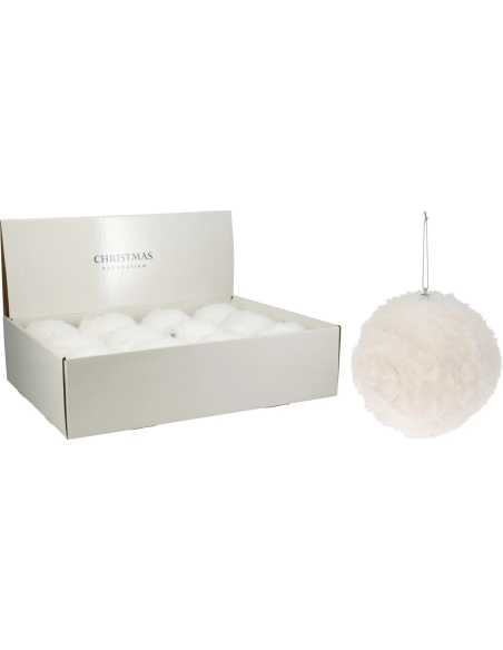 Boule de Noël fourrure blanche 12 cm