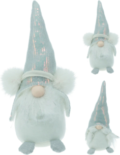 Gnome de Noël blanc 39 cm bonnet pailleté