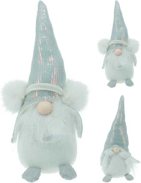 Gnome de Noël blanc 39 cm bonnet pailleté