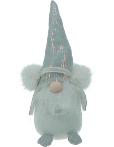 Gnome de Noël blanc 39 cm bonnet pailleté