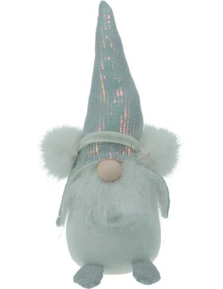 Gnome de Noël blanc 39 cm bonnet pailleté
