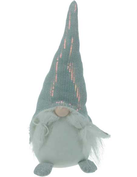 Gnome de Noël blanc 39 cm bonnet pailleté