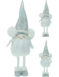 Gnome de Noël blanc 51 cm bonnet pailleté