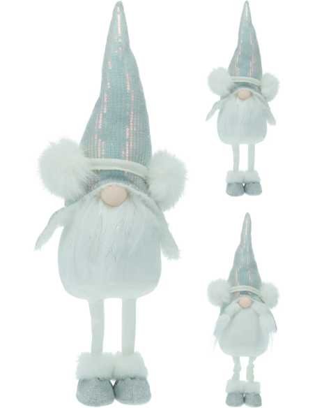 Gnome de Noël blanc 51 cm bonnet pailleté