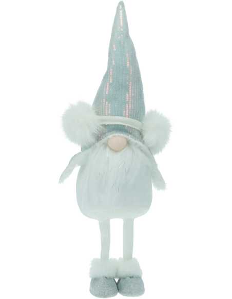 Gnome de Noël blanc 51 cm bonnet pailleté