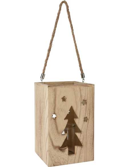 Lanterne en bois 19 cm motif découpé