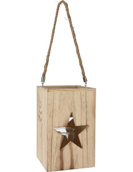 Lanterne en bois 19 cm motif découpé