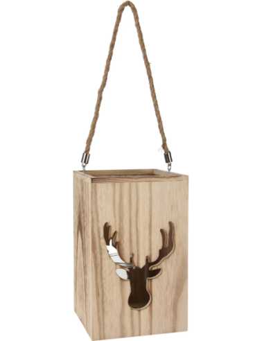 Lanterne en bois 19 cm motif découpé