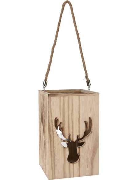 Lanterne en bois 19 cm motif découpé