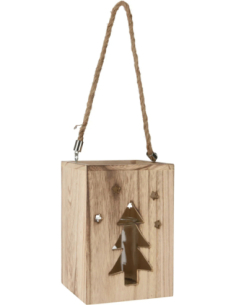 Lanterne en bois 24 cm motif découpé 2