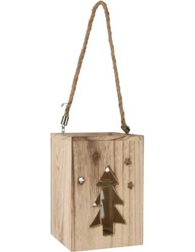 Lanterne en bois 24 cm motif découpé