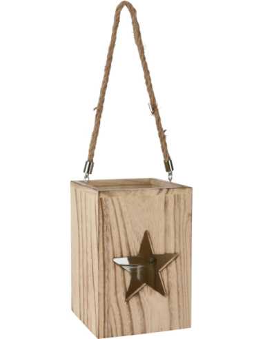 Lanterne en bois 24 cm motif découpé