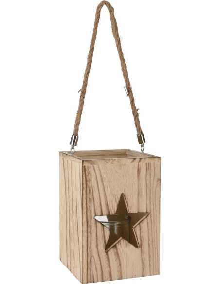 Lanterne en bois 24 cm motif découpé