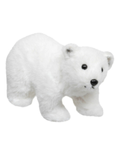 Ours blanc décoratif 21 cm en fourrure pour Noël